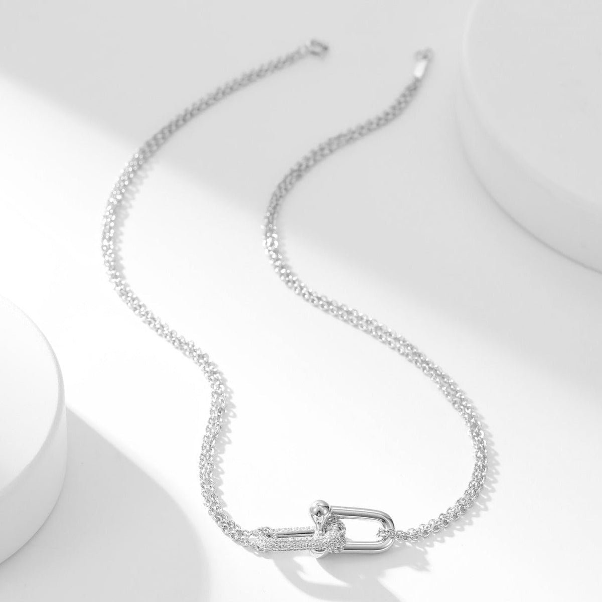 [⭐JeweliWhal]HARDWEAR DIAMOND PEDANT DOUBLE CHAIN NECKLACE