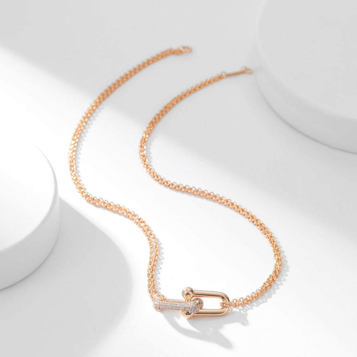 [⭐JeweliWhal]HARDWEAR DIAMOND PEDANT DOUBLE CHAIN NECKLACE