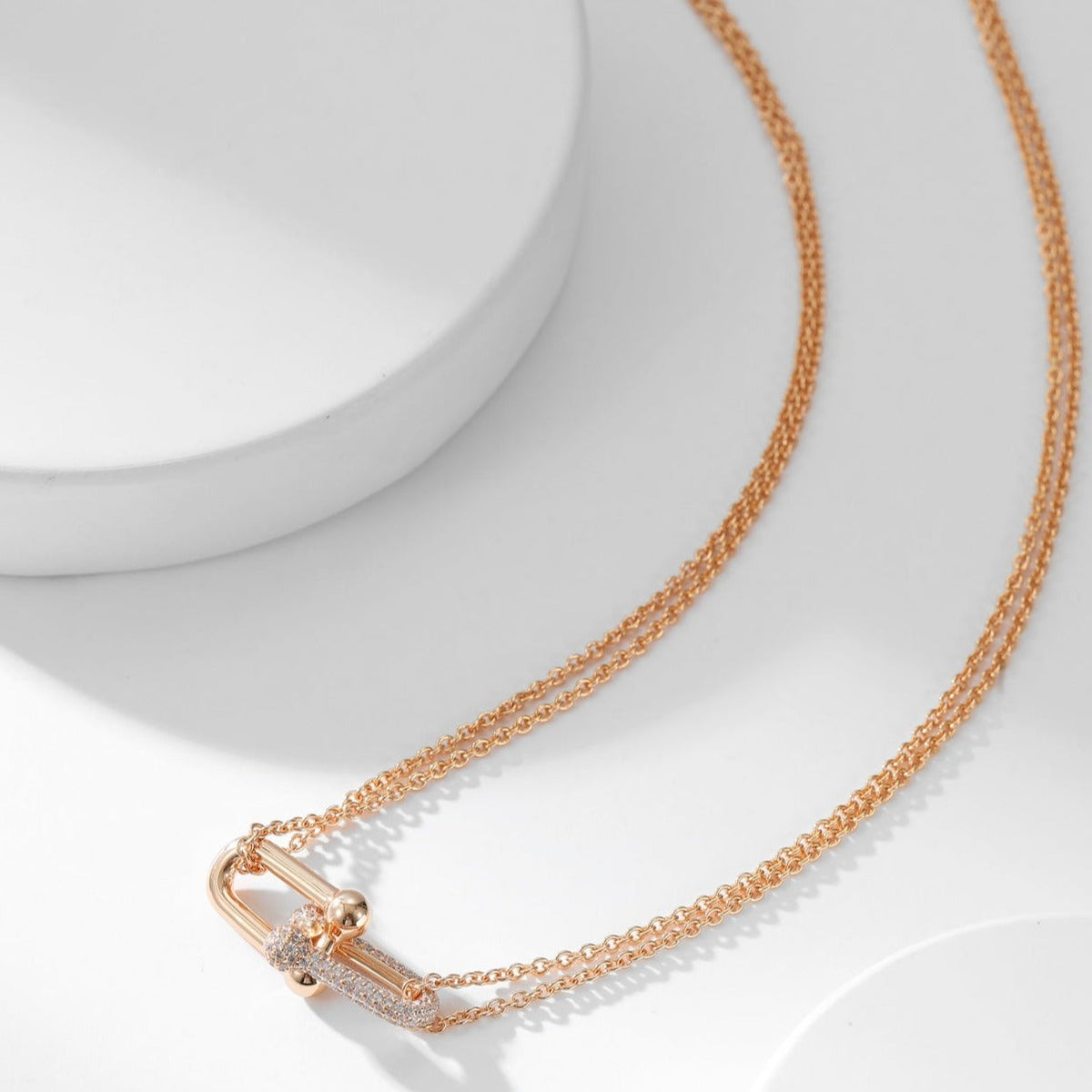 [⭐JeweliWhal]HARDWEAR DIAMOND PEDANT DOUBLE CHAIN NECKLACE
