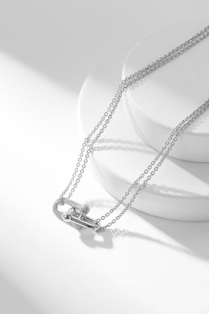 [⭐JeweliWhal]HARDWEAR DIAMOND PEDANT DOUBLE CHAIN NECKLACE