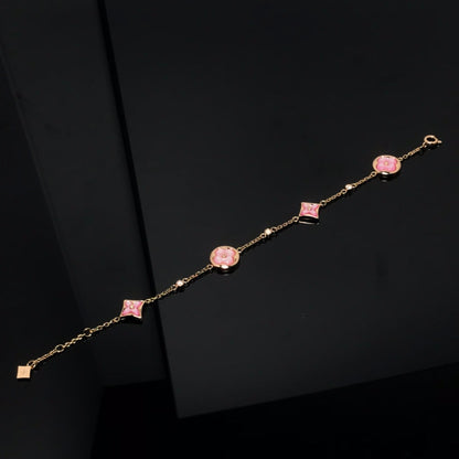 [⭐⭐JeweliWhal]STAR AND SUN 4 MOTIF PINK MOP PINK GOLD BRACELET