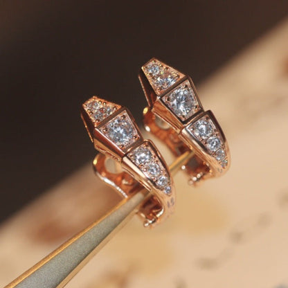[⭐⭐JeweliWhal]SERPENT PINK GOLD DIAMOND EARRINGS