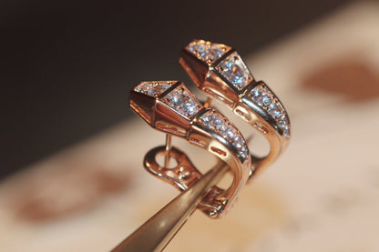 [⭐⭐JeweliWhal]SERPENT PINK GOLD DIAMOND EARRINGS