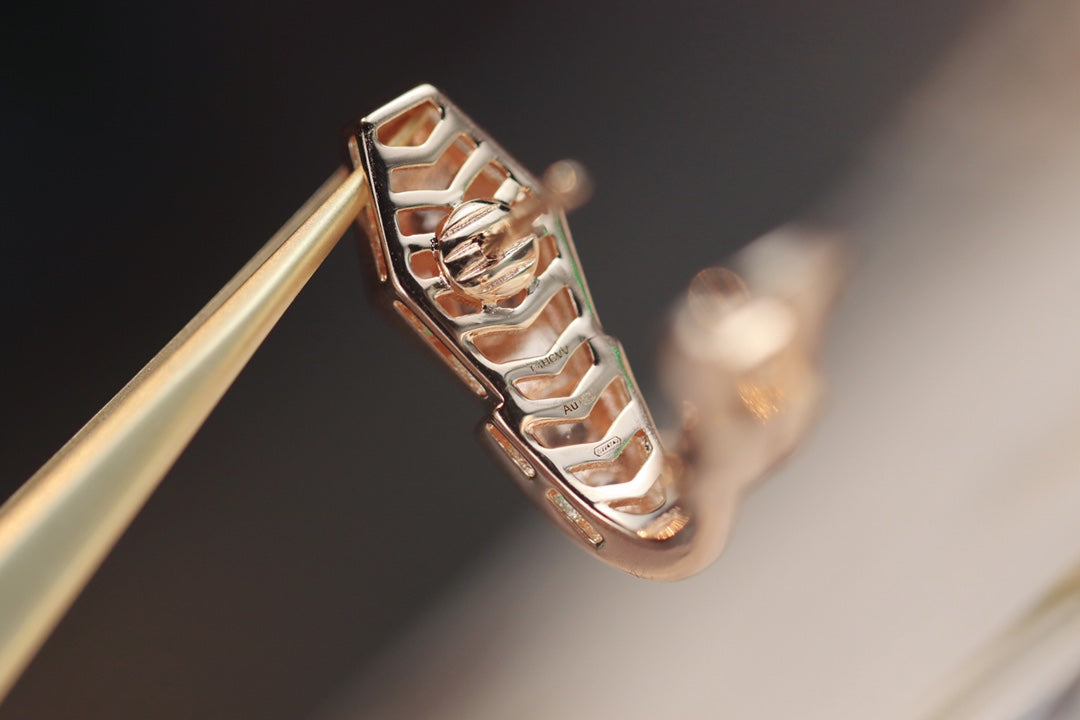 [⭐⭐JeweliWhal]SERPENT PINK GOLD DIAMOND EARRINGS