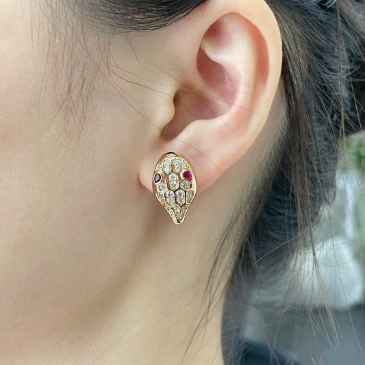 [⭐⭐JeweliWhal]SERPENT DIAMOND STUD EARRINGS