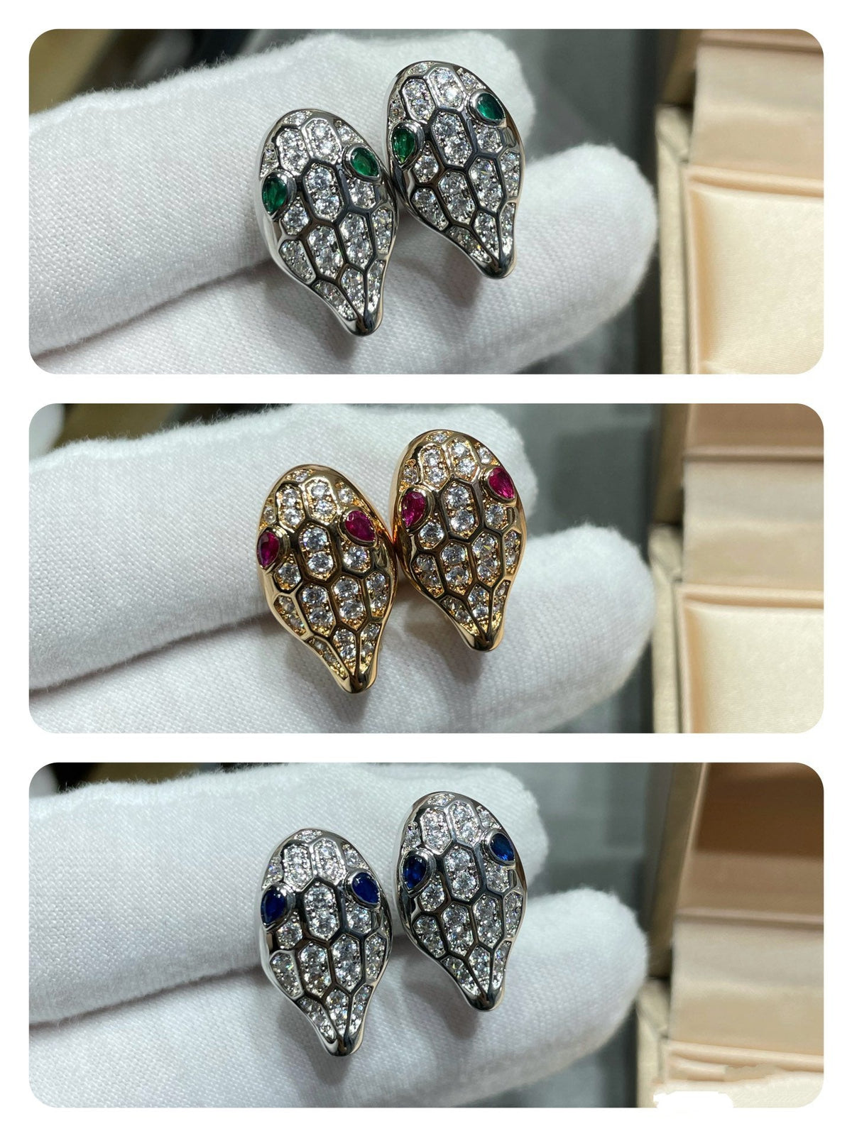 [⭐⭐JeweliWhal]SERPENT DIAMOND STUD EARRINGS