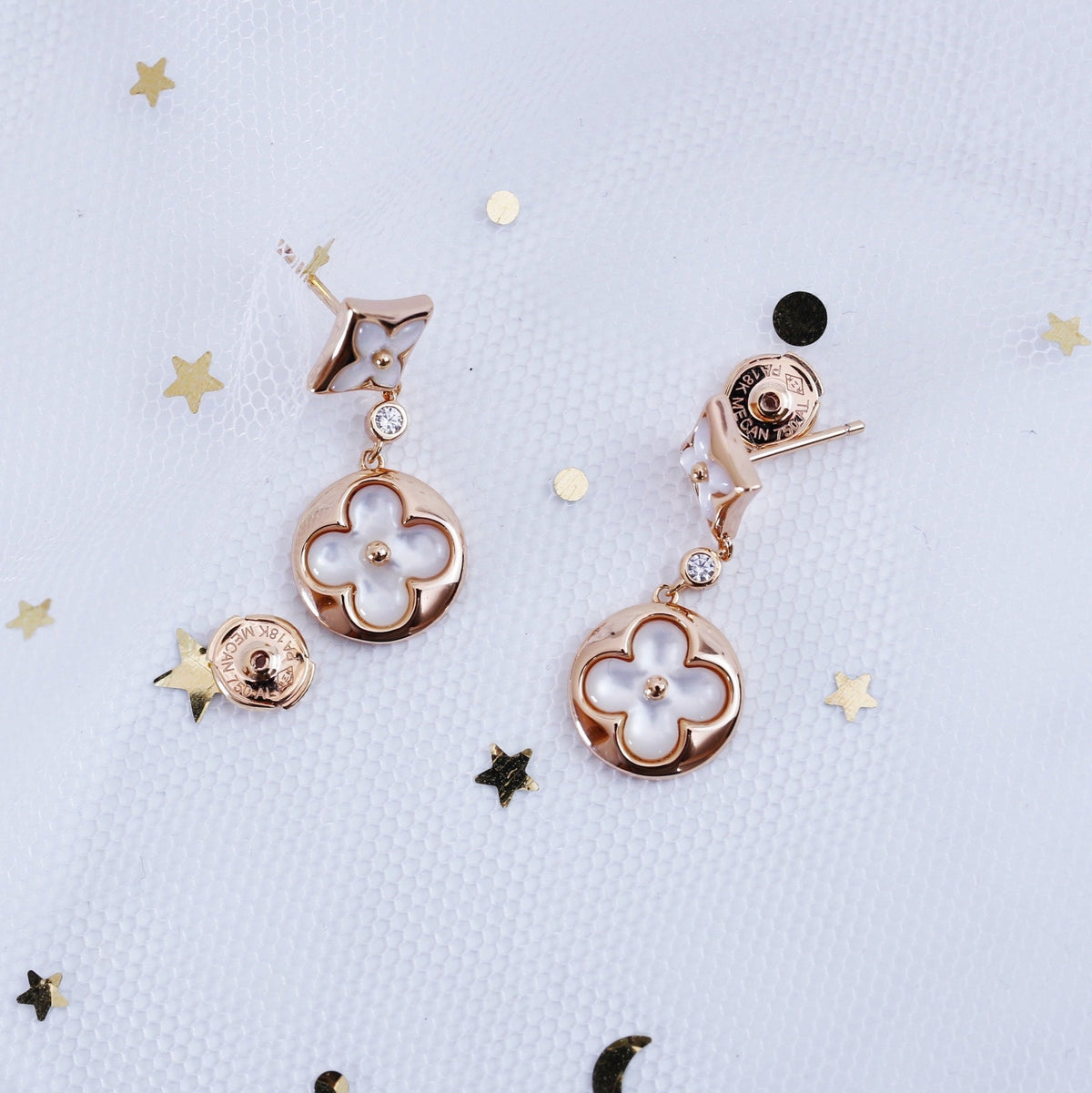 [⭐⭐JeweliWhal]STAR AND SUN PINK GOLD MOP DROP EARRINGS