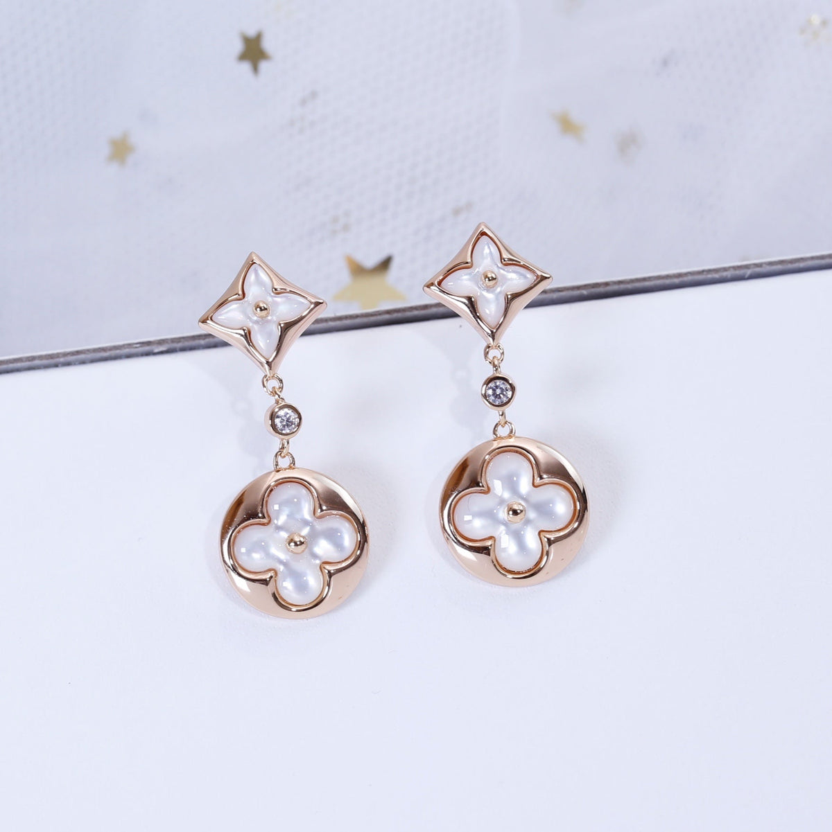[⭐⭐JeweliWhal]STAR AND SUN PINK GOLD MOP DROP EARRINGS
