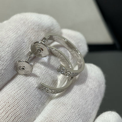 [⭐⭐JeweliWhal]LOVE DIAMOND SILVER HOOP EARRINGS