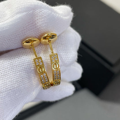 [⭐⭐JeweliWhal]LOVE DIAMOND GOLD HOOP EARRINGS