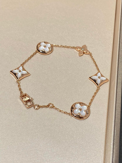 [⭐⭐JeweliWhal]STAR AND SUN 5 MOTIF MOP PINK GOLD BRACELET