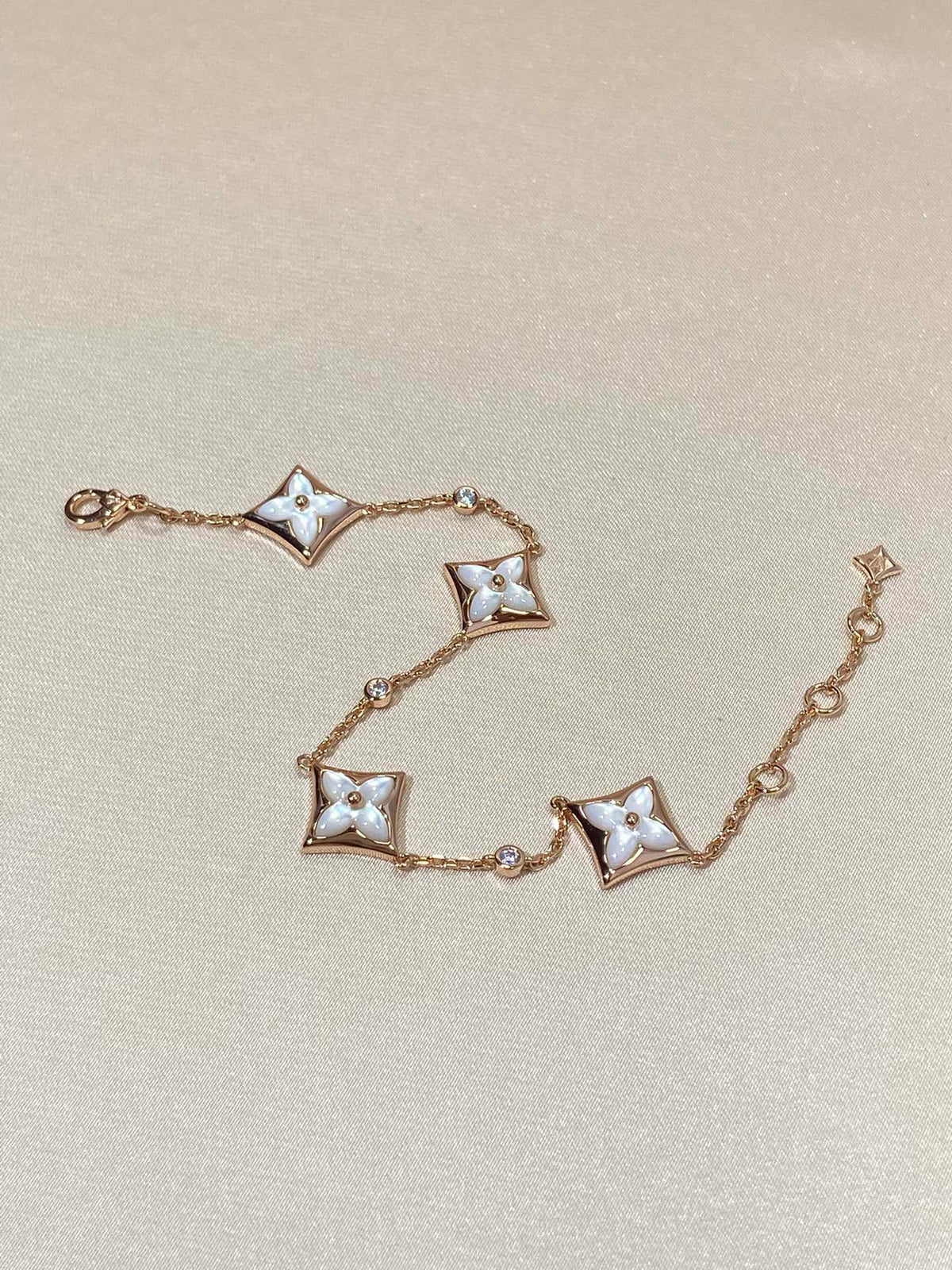 [⭐⭐JeweliWhal]STAR 4 MOTIF MOP DIAMOND PINK GOLD BRACELET