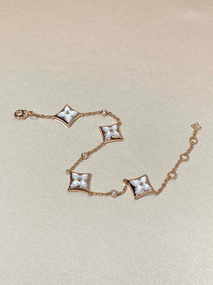 [⭐⭐JeweliWhal]STAR 4 MOTIF MOP DIAMOND PINK GOLD BRACELET