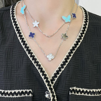 [⭐⭐JeweliWhal]LUCKY CLOVER SILVER 11 MOTIF NECKLACE