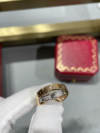 [⭐⭐JeweliWhal]LOVE PINK GOLD SILVER DIAMOND DOUBLE RING