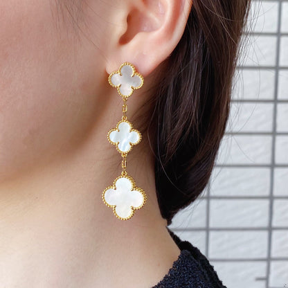 [⭐⭐JeweliWhal]CLOVER MOP 3 MOTIFS GOLD EARRINGS