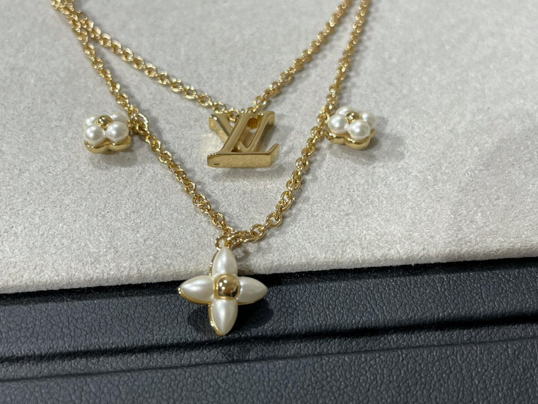 [⭐⭐JeweliWhal]FLOWERGRAM GOLD MOP DOUBLE ROW NECKLACE