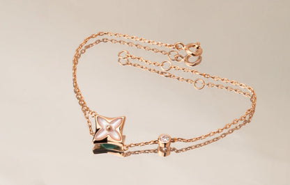 [⭐⭐JeweliWhal]STAR PINK MOP 1 DIAMOND PINK GOLD NECKLACE