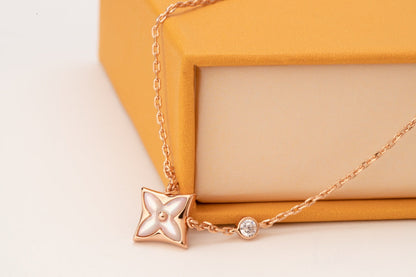 [⭐⭐JeweliWhal]STAR PINK MOP 1 DIAMOND PINK GOLD NECKLACE