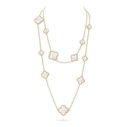 [⭐⭐JeweliWhal]CLOVER 16 MOTIF WHITE MOP GOLD NECKLACE