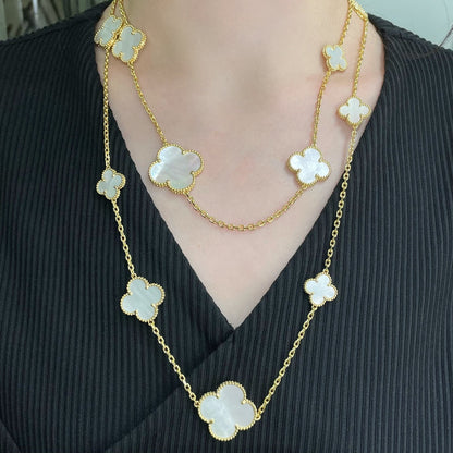 [⭐⭐JeweliWhal]CLOVER 16 MOTIF WHITE MOP GOLD NECKLACE