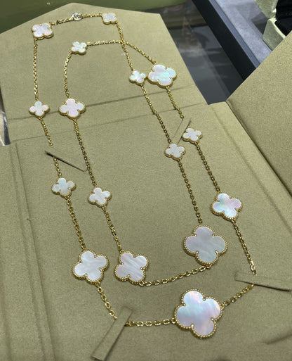 [⭐⭐JeweliWhal]CLOVER 16 MOTIF WHITE MOP GOLD NECKLACE