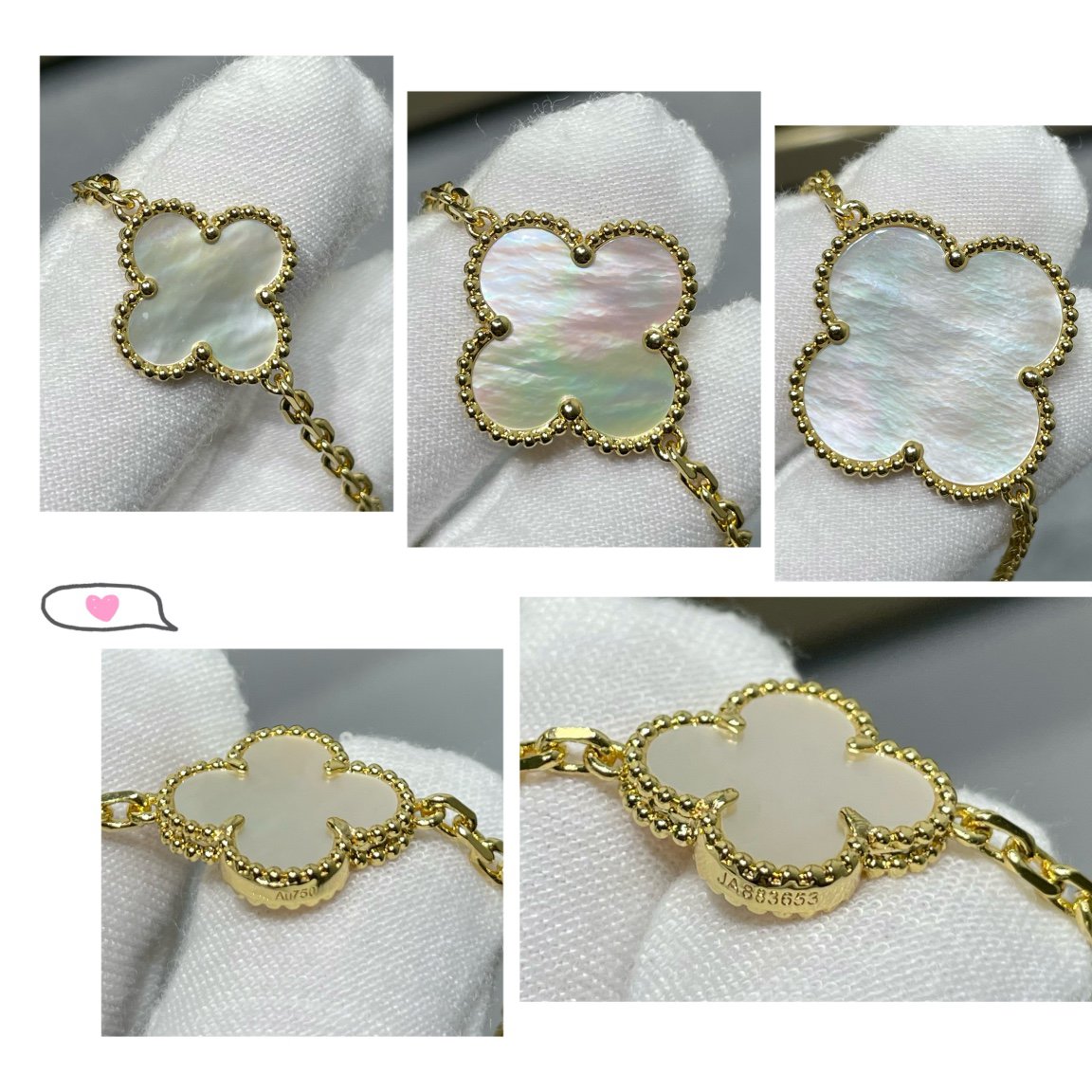 [⭐⭐JeweliWhal]CLOVER 16 MOTIF WHITE MOP GOLD NECKLACE