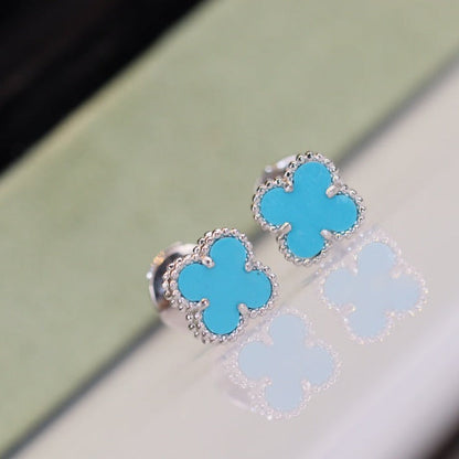[⭐⭐JeweliWhal]CLOVER MINI TURQUOISE SILVER STUD EARRINGS
