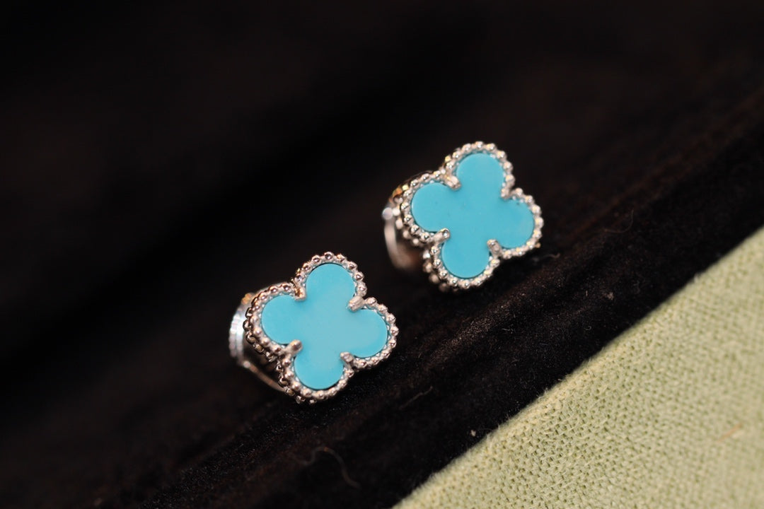 [⭐⭐JeweliWhal]CLOVER MINI TURQUOISE SILVER STUD EARRINGS