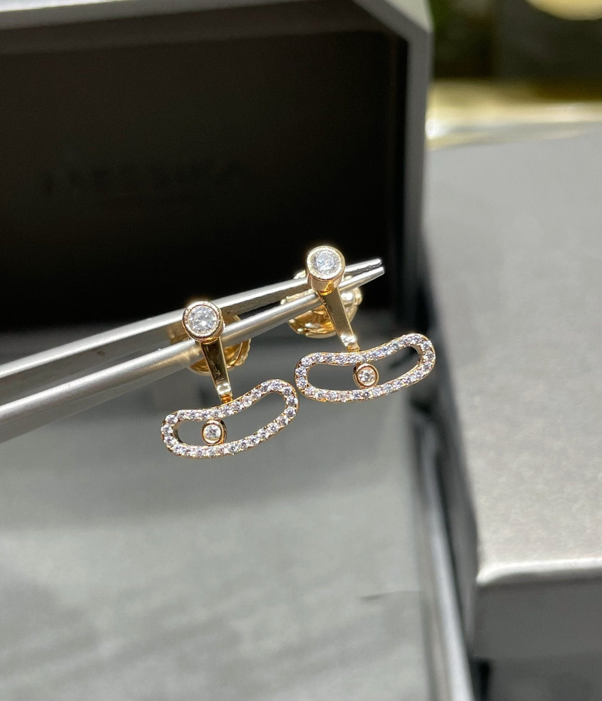 [⭐⭐JeweliWhal]MOVE UNO PINK GOLD DIAMOND EARRINGS