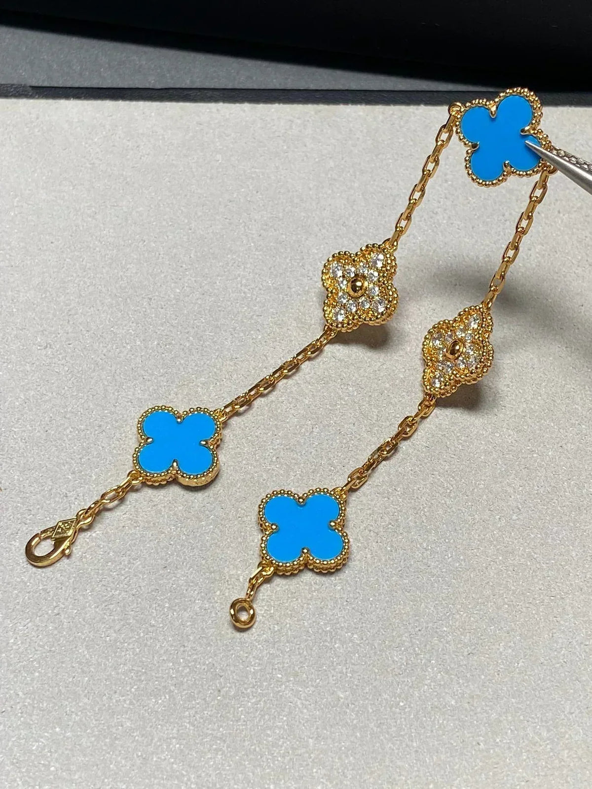 [⭐⭐JeweliWhal] CLOVER 5 MOTIF BLUE AGATE BRACELET COLLECTION