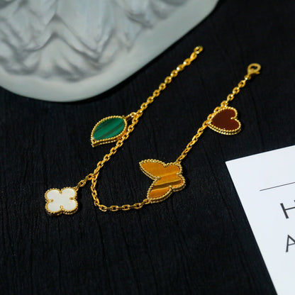 [⭐⭐JeweliWhal]LUCKY SPRING 5 MOTIF GOLD BRACELET