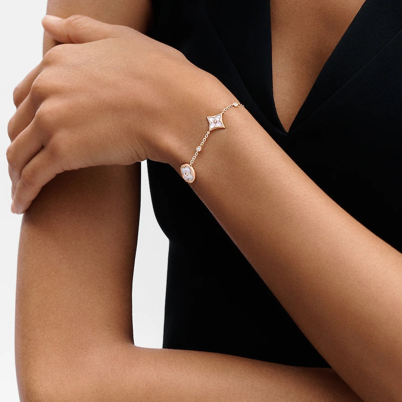 [⭐⭐JeweliWhal]STAR AND SUN 4 MOTIF WHITE MOP PINK GOLD BRACELET