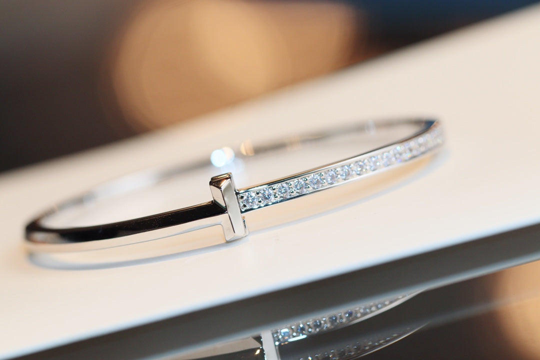 [⭐JeweliWhal]NARROW T1 HINGED BANGLE DIAMOND SILVER