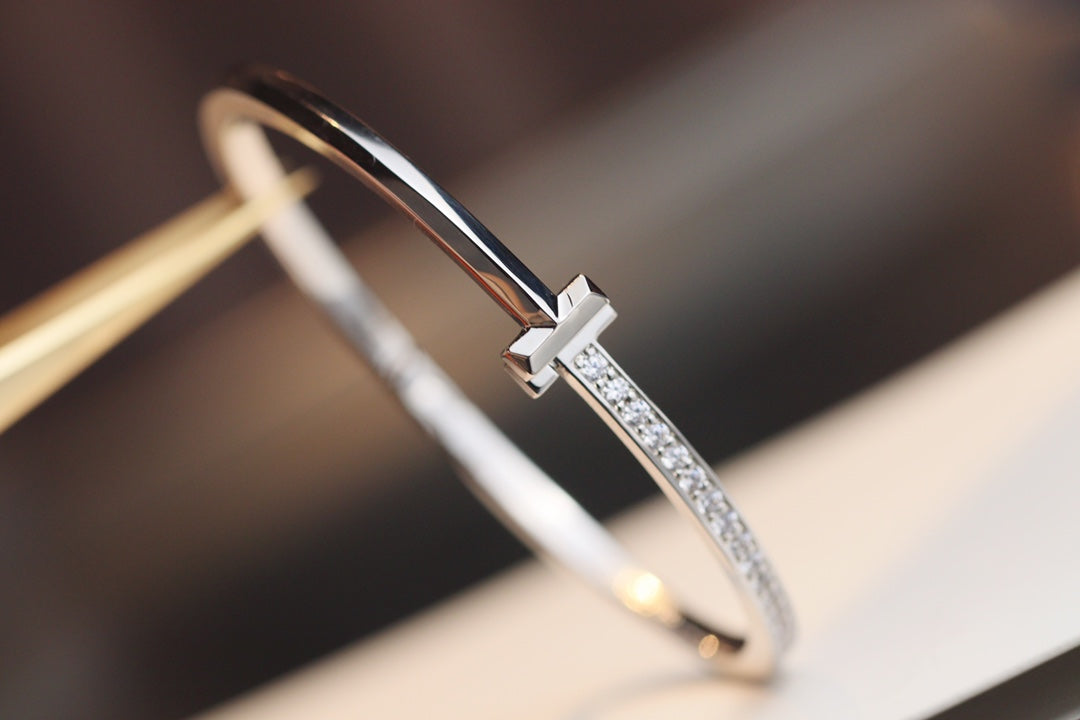 [⭐JeweliWhal]NARROW T1 HINGED BANGLE DIAMOND SILVER