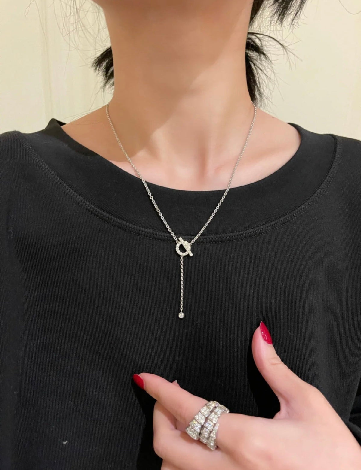 [⭐⭐JeweliWhal]FINESSE SILVER DIAMOND NECKLACE