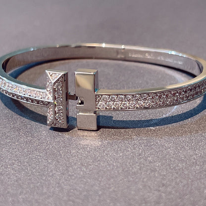 [⭐JeweliWhal]T1 ワイド ヒンジ バングル ダイヤモンド パヴェ ブレスレット