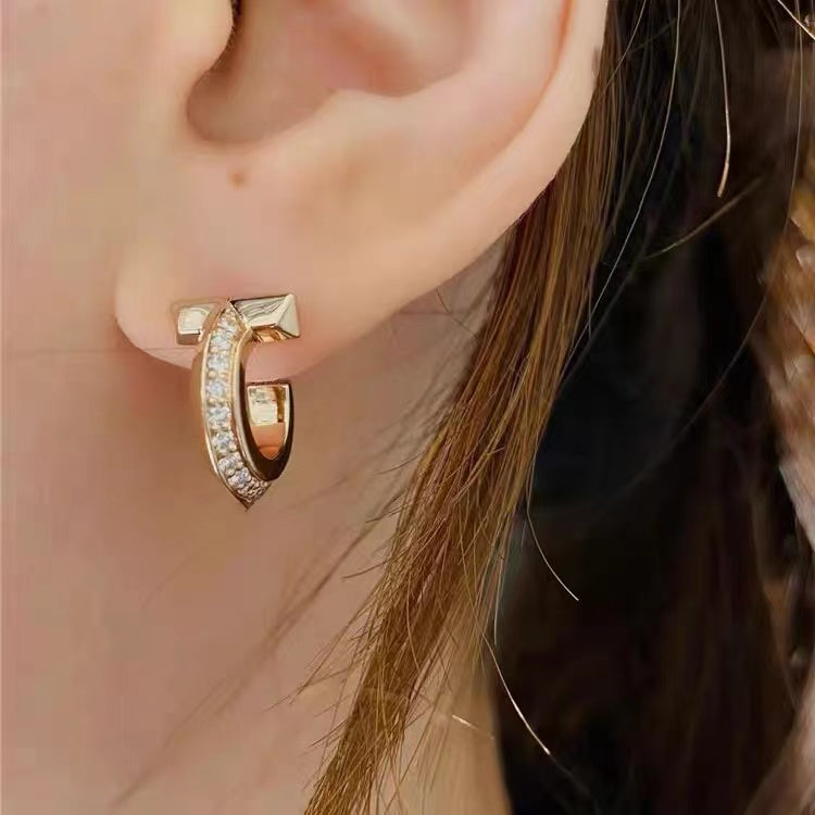 [⭐JeweliWhal]T1 HOOP DIAMOND EARRINGS