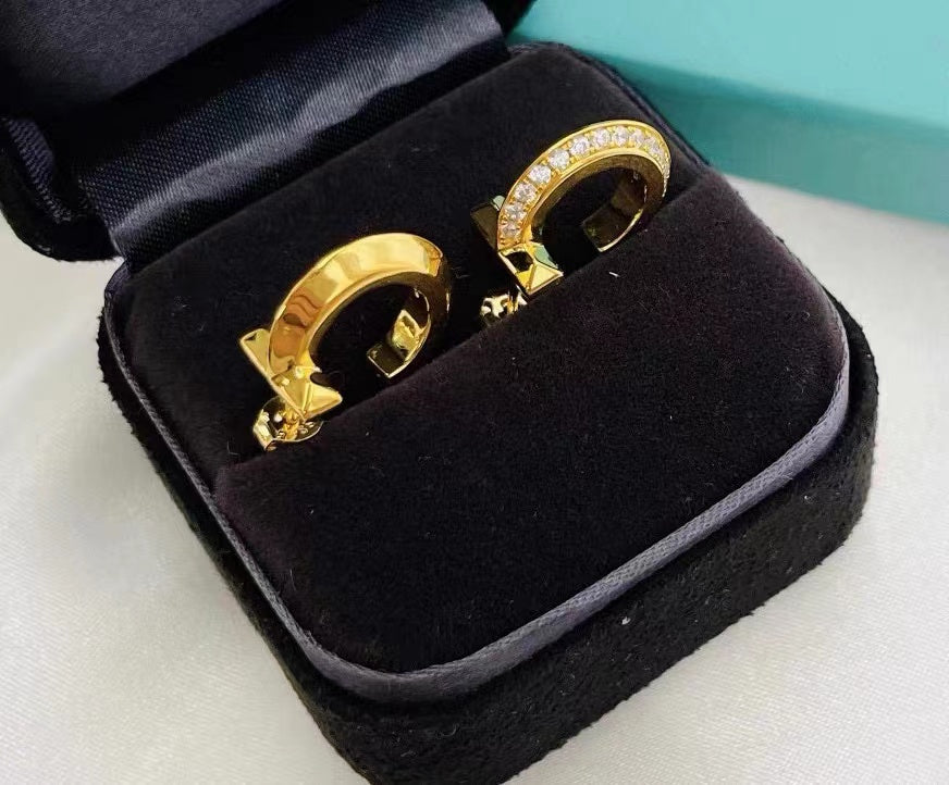 [⭐JeweliWhal]T1 HOOP DIAMOND EARRINGS