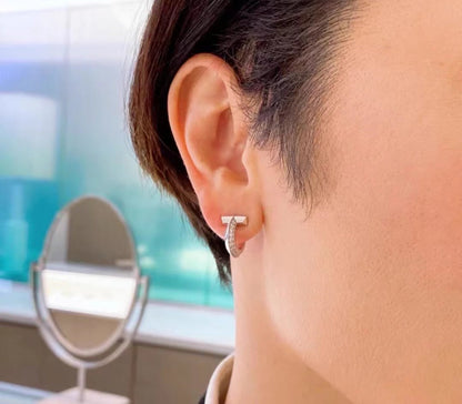 [⭐JeweliWhal]T1 HOOP DIAMOND EARRINGS