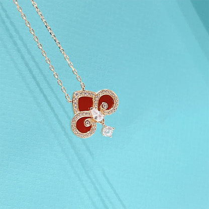 [⭐JeweliWhal]FLEUR DE LIS PINK GOLD DIAMOND NECKLACE