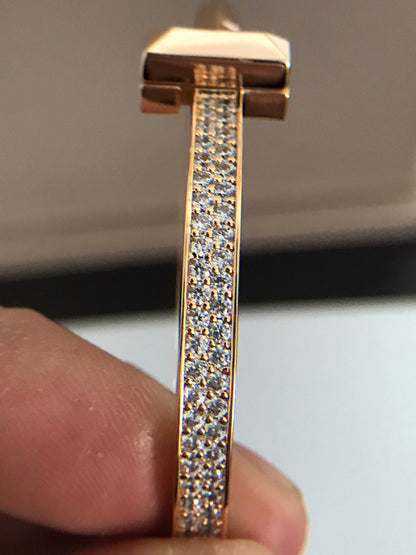 [⭐JeweliWhal]T1 WIDE DIAMOND HINGED BANGLE PINK GOLD