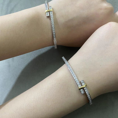 [⭐JeweliWhal]EDGE DIAMOND GOLD SILVER BRACELET