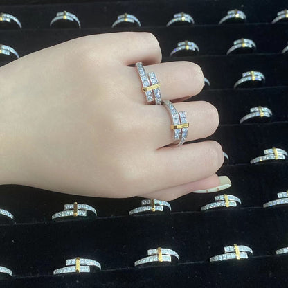 [⭐JeweliWhal]EDGE GOLD SILVER DIAMOND RING