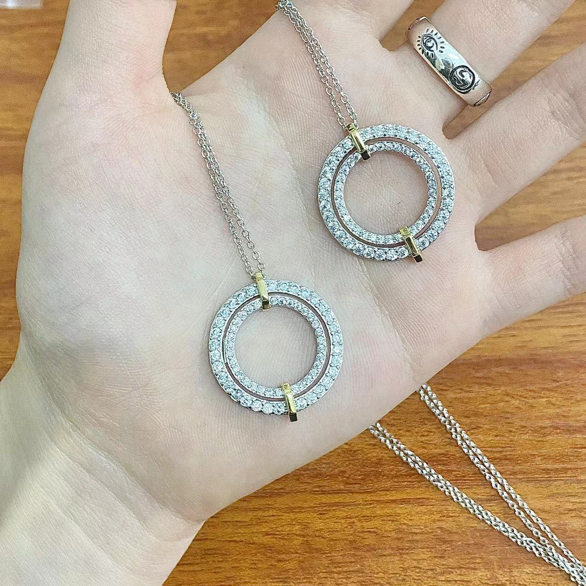 [⭐JeweliWhal]EDGE DIAMOND GOLD SILVER NECKLACE