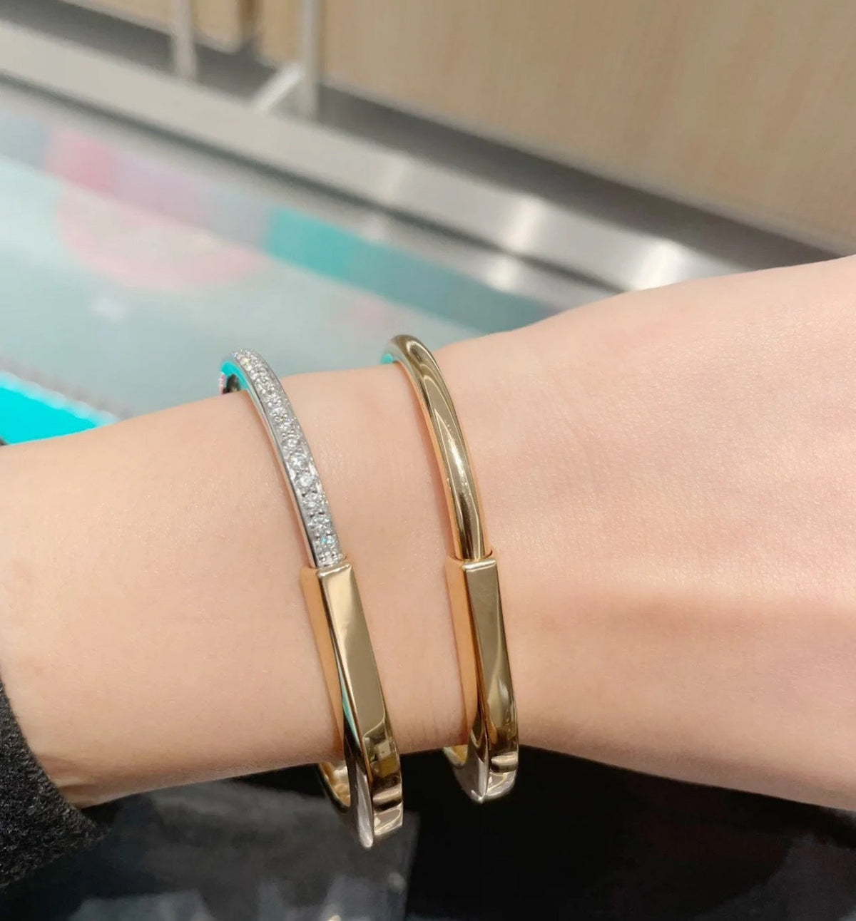[⭐JeweliWhal]LOCK PINK GOLD SILVER DIAMOND BRACELET