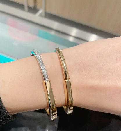 [⭐JeweliWhal]LOCK PINK GOLD SILVER DIAMOND BRACELET