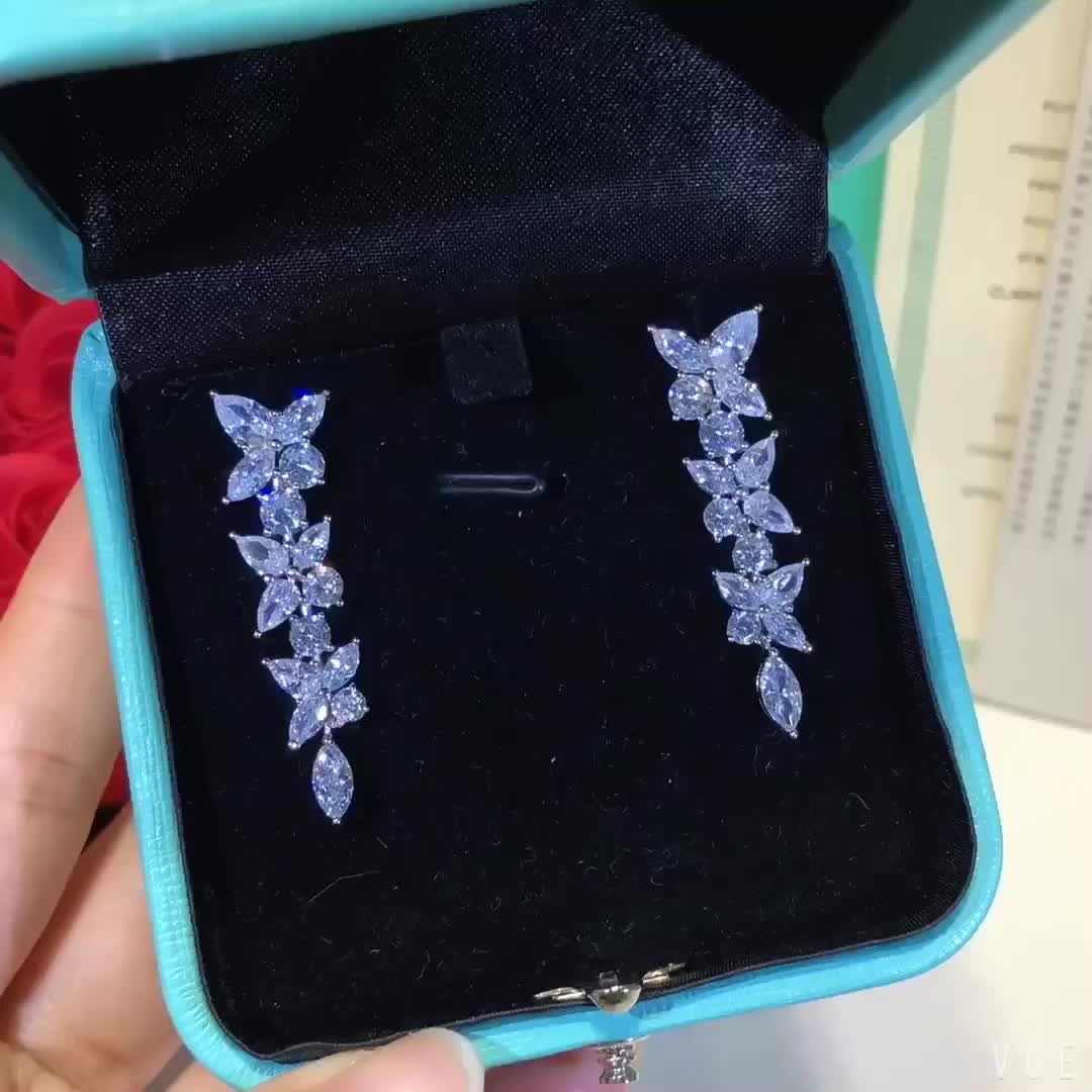 [⭐JeweliWhal] ビクトリア・シルバー・ダイヤモンド・ドロップ・イヤリング