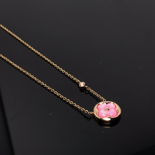 [⭐⭐JeweliWhal]COLOR BLOSSOM PINK MOP SUN GOLD NECKLACE