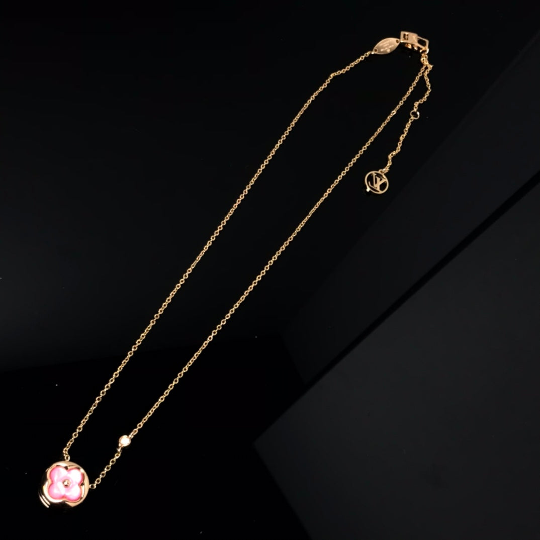 [⭐⭐JeweliWhal]COLOR BLOSSOM PINK MOP SUN GOLD NECKLACE